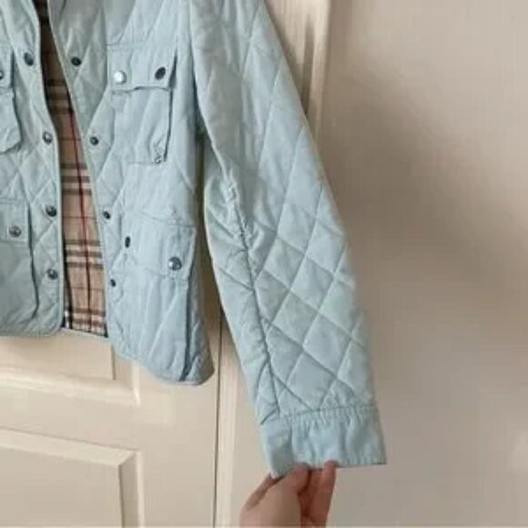 Burberry Made in England Mint Green Quilted Nova Check Lining Utility Jacket S - Picture 4 of 11